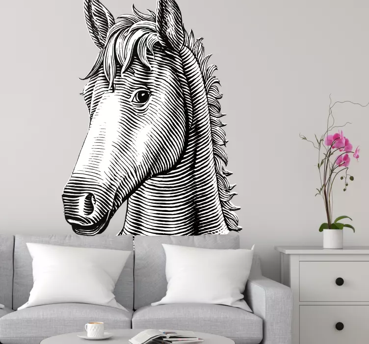 Detailed horse head animal wall sticker - TenStickers