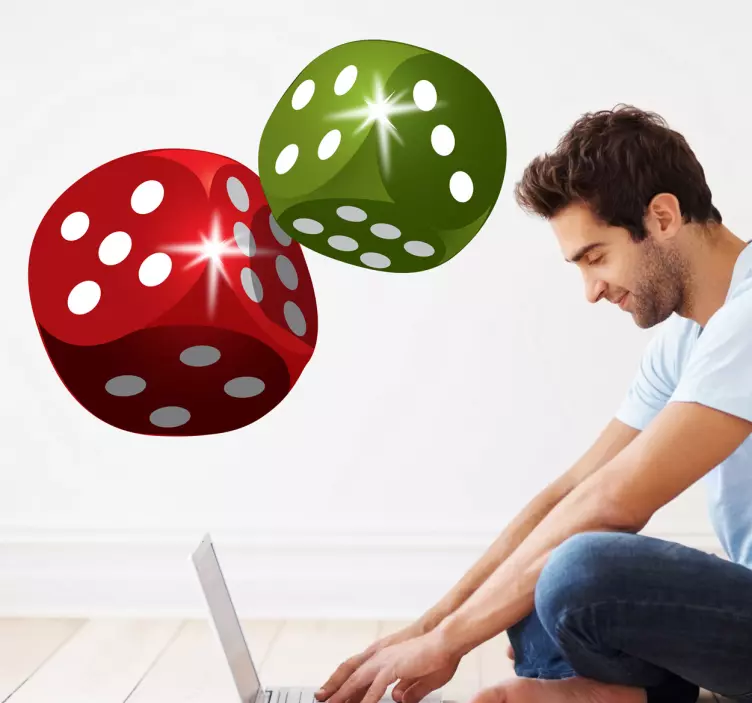 Colorful dice living room wall sticker - TenStickers