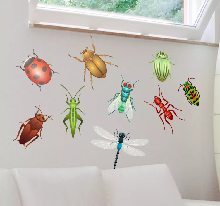 Bug collection living room animal wall sticker - TenStickers