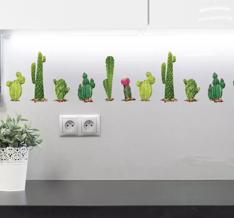 different cactus plant wall sticker - TenStickers