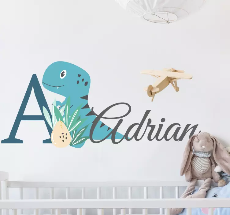Dinosaur Personalized Name wall sticker for kids - TenStickers