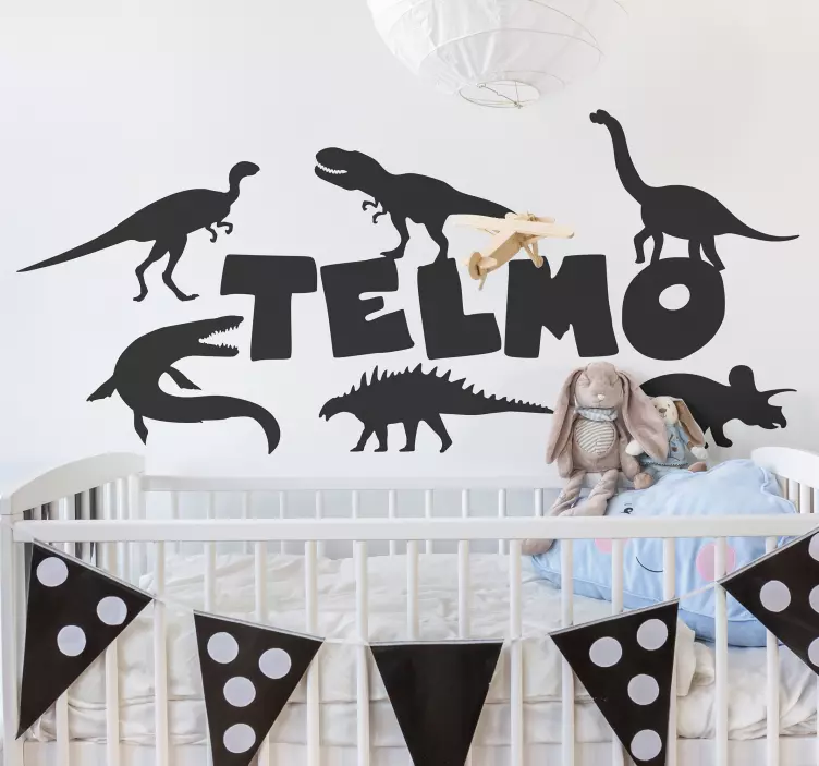 Dragons with personalised name dinosaur wall sticker - TenStickers