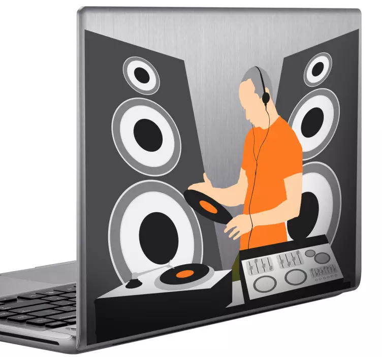 Disk jockey with turntable musical dj sticker - TenStickers