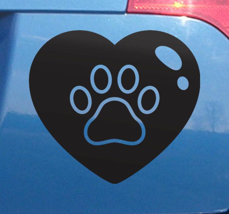Dog heart paw print car sticker - TenStickers