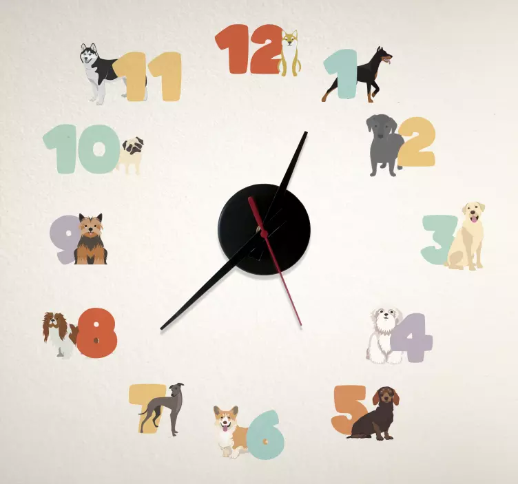 Cute animals children's stick on wall clock - TenStickers