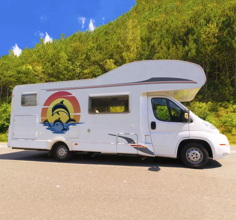 Dolphins at sunset campervan decal - TenStickers