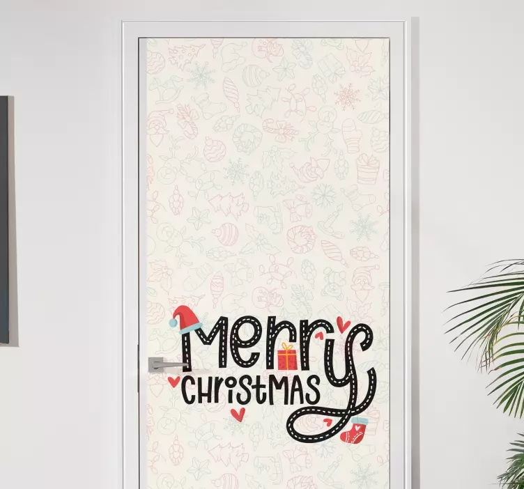 Door sticker merry festive greetings - TenStickers