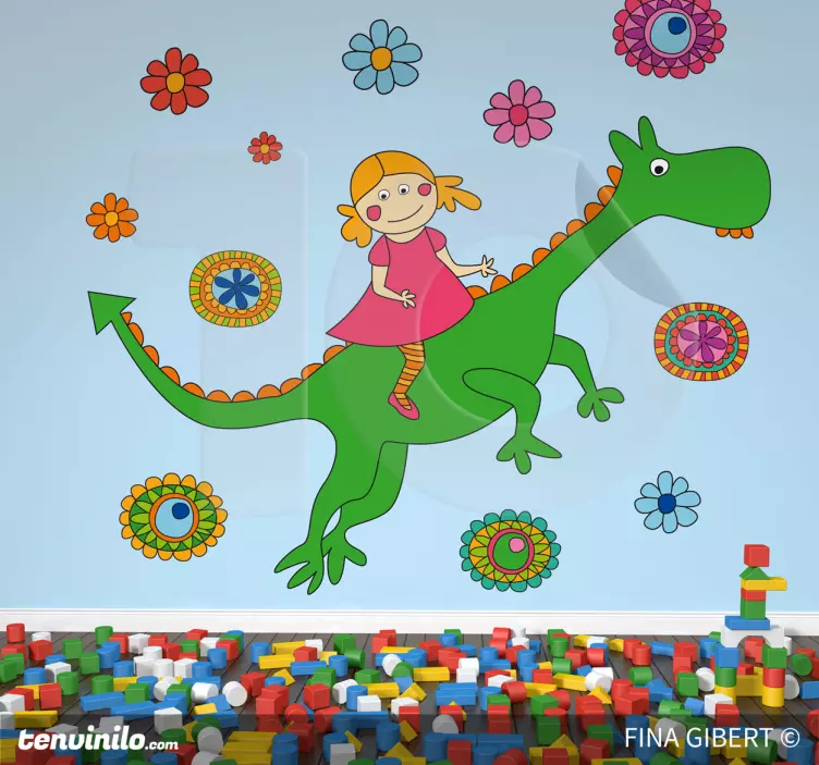 Flowers and dragon wall sticker - TenStickers