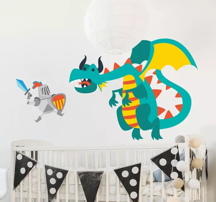 Knight and dragon wall sticker - TenStickers
