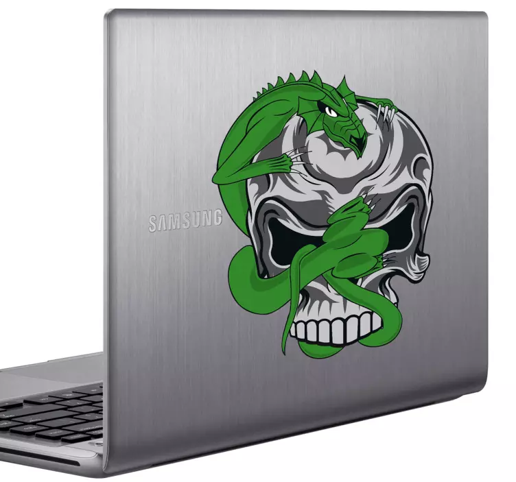 Dragon & Skull Laptop Sticker - TenStickers