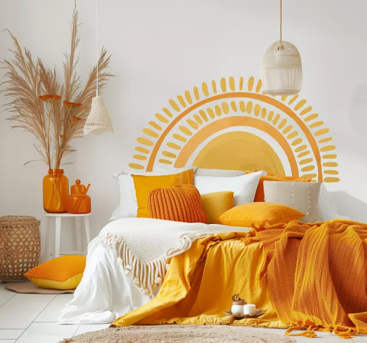 Drawn yellow sun bedroom wall sticker for bedroom - TenStickers