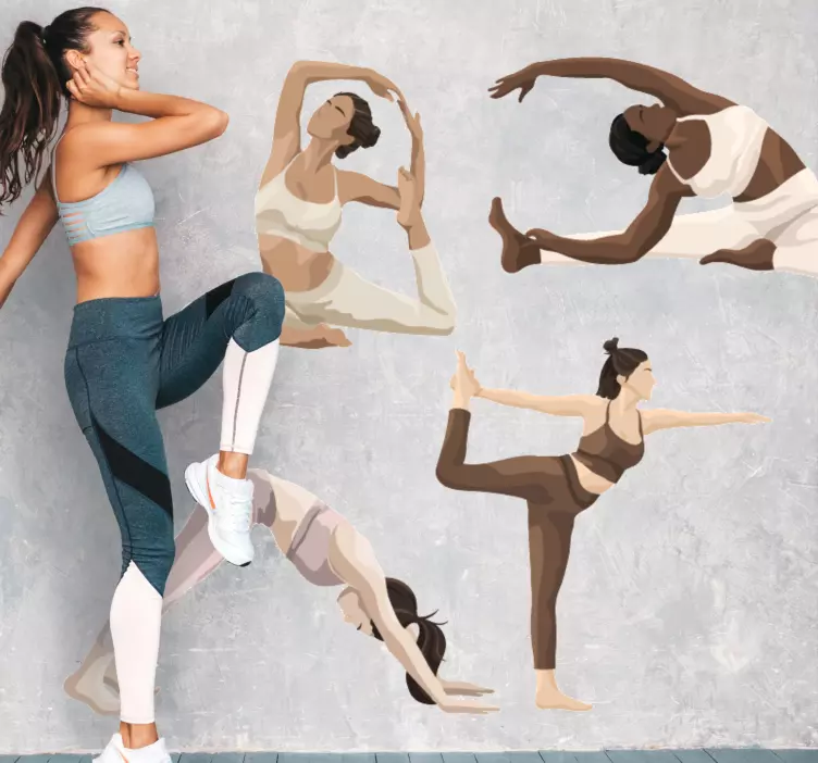 Dynamic yoga poses wall sticker - TenStickers