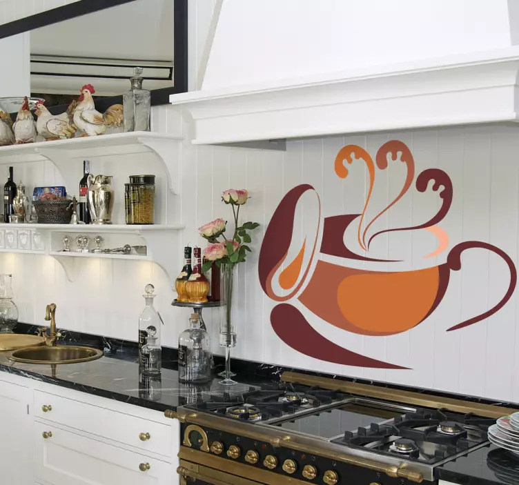 Elegant Coffee Cup cuisine wall sticker - TenStickers