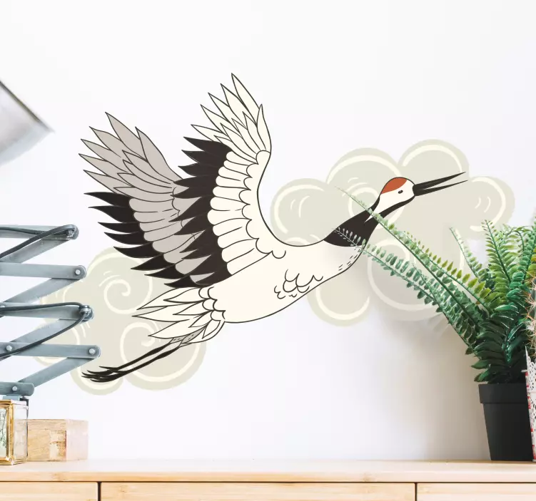 Elegant Flying Crane bird wall sticker - TenStickers