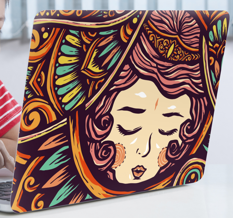 Elegant Girl Illustration laptop skin - TenStickers