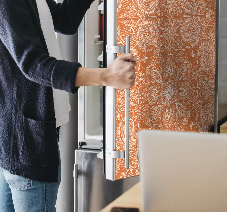 Elegant Orange Pattern fridge sticker - TenStickers