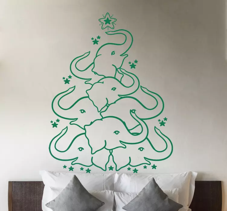 Christmas sticker elephant tree ornament - TenStickers