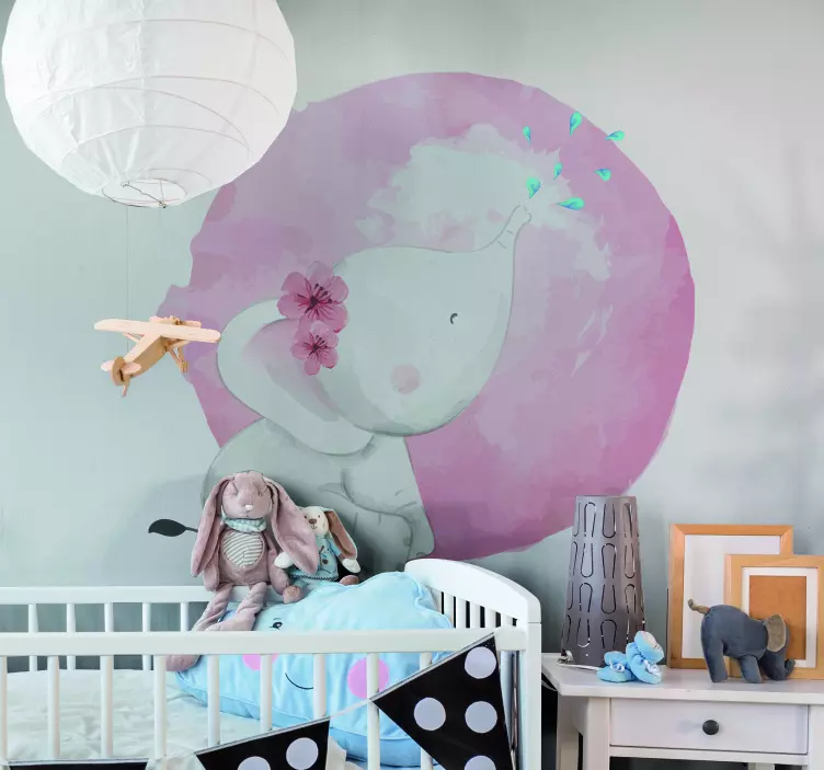 Elephant with Flowers wall sticker for kids - TenStickers
