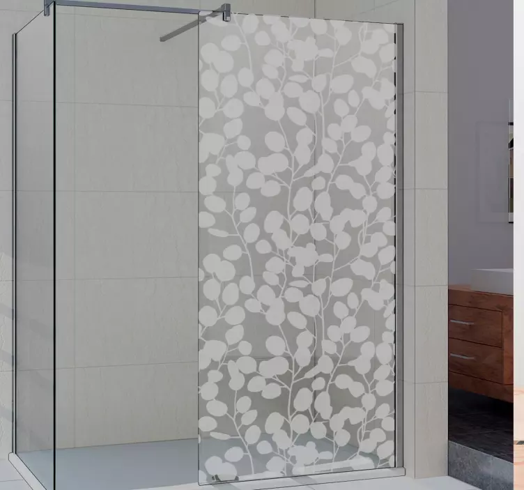 Eucalyptus silhouette shower door sticker - TenStickers