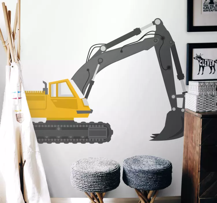 Excavator heavy machinery wall sticker for kids - TenStickers