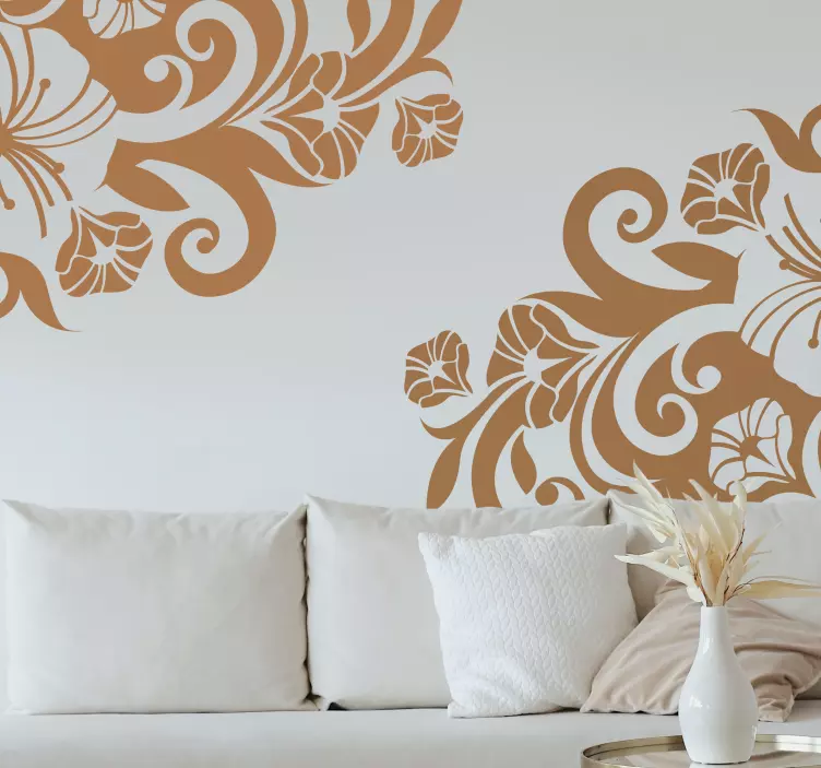 Exotic corner flower living room wall sticker - TenStickers