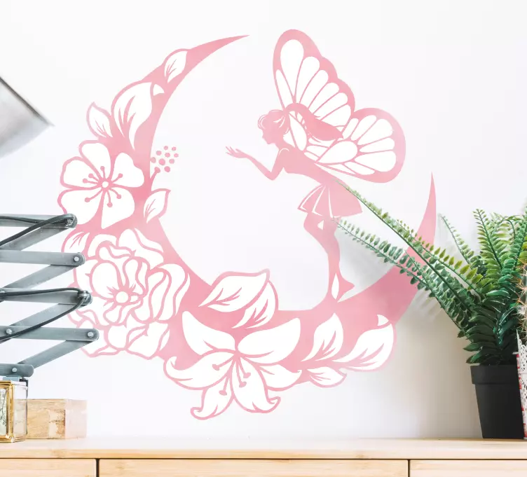 Fairy on moon wall sticker for kids - TenStickers