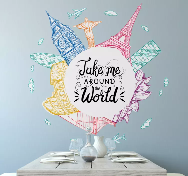 Famous Landmarks Illustration Location sticker - TenStickers