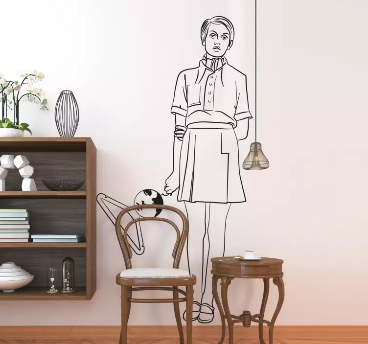 Fancy Girl Drawing Wall Sticker - TenStickers
