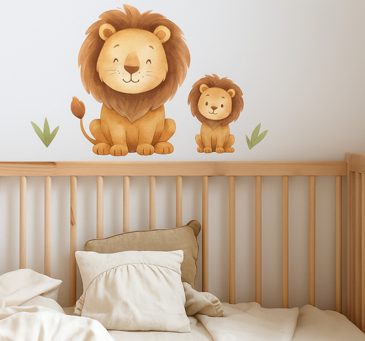 Father and son lion wall sticker for kids - TenStickers