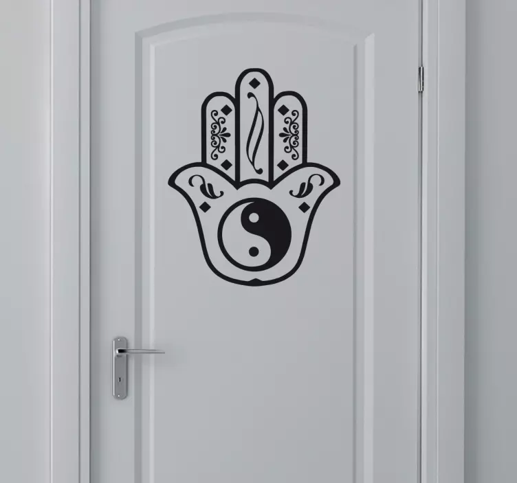 Fatima's Hand Ying and Yang Sticker - TenStickers