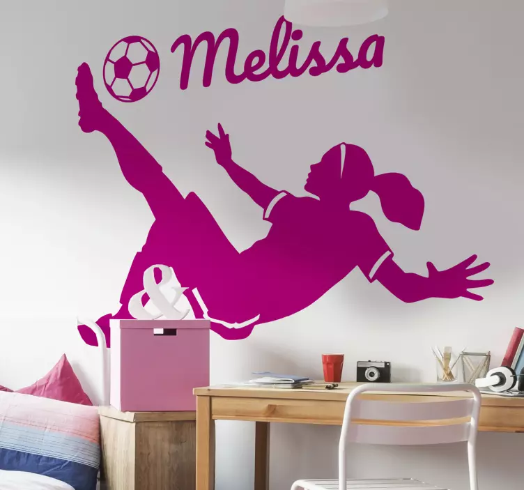 Girls Personalised Football Wall Sticker - TenStickers