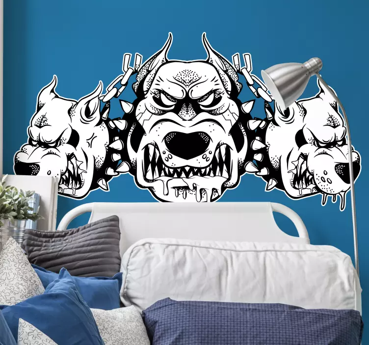 Fierce Dog Trio wall sticker - TenStickers