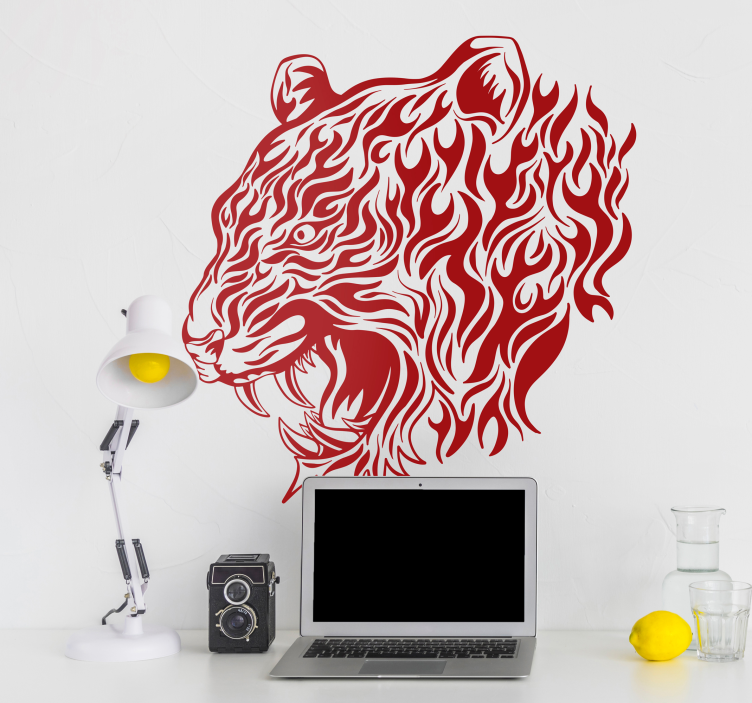 Fierce Tiger Head animal wall sticker - TenStickers