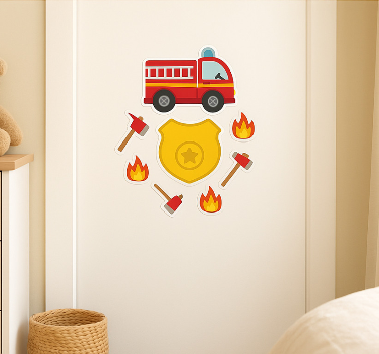 Firefighter for kids door sticker - TenStickers
