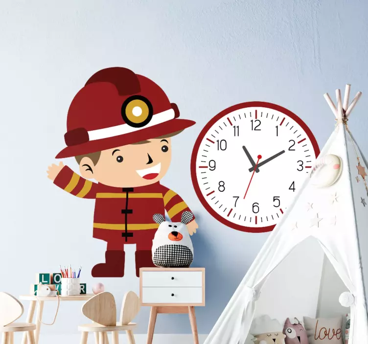 Firefighter Kid Alarm wall sticker for kids - TenStickers