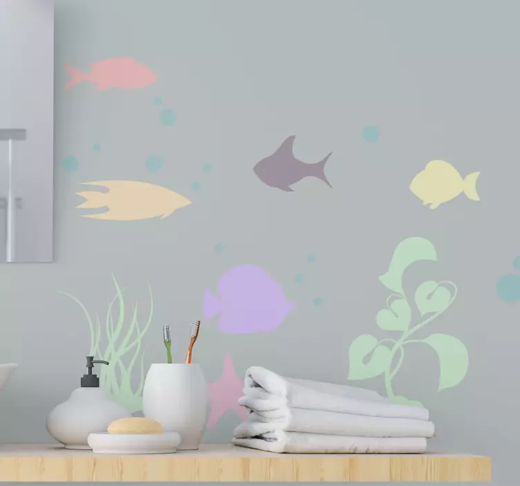 Fish sticker underwater life scene decor - TenStickers
