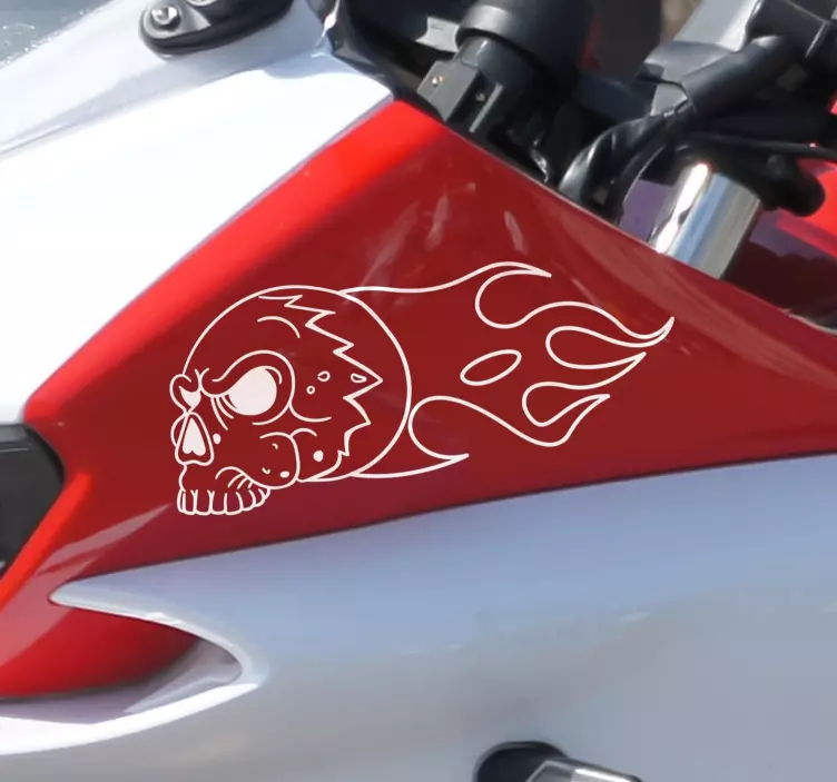 Flaming Skull Motorcycle Decal - TenStickers