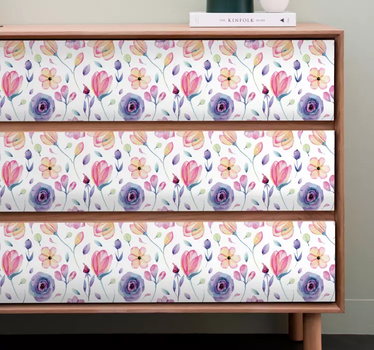 Floral Bloom Pattern furniture sticker - TenStickers
