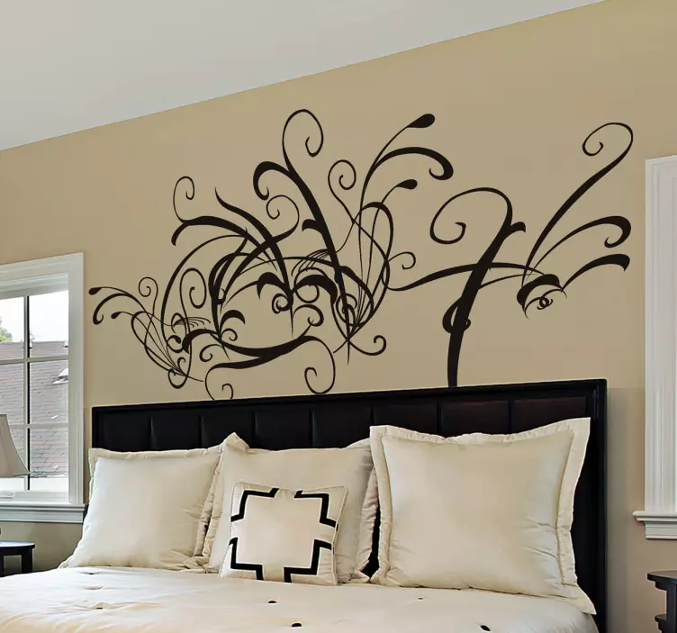 Floral Collage Headboard Wall Sticker - TenStickers