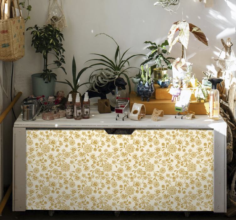 Floral flock paisley vinyl wrap furniture - TenStickers