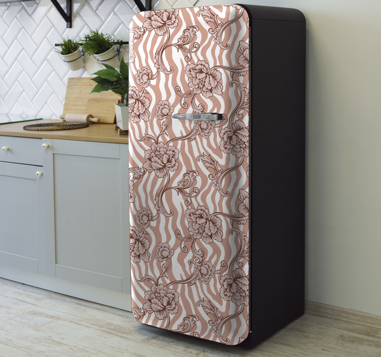 Floral Fridge Overlay fridge sticker - TenStickers