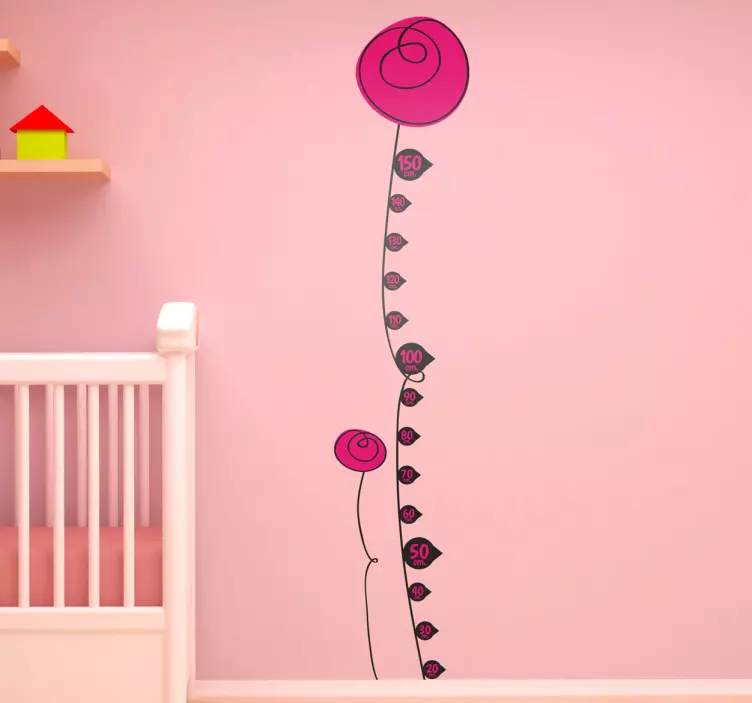 Floral Height Chart Wall Sticker - TenStickers
