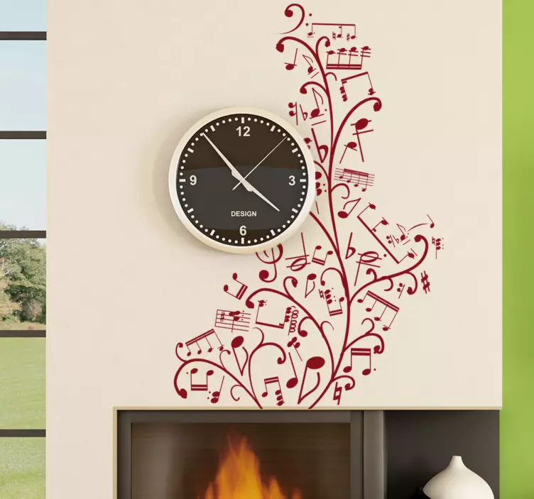 Floral Musical Notes Wall Stickers - TenStickers