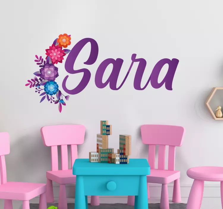 Floral name design wall sticker for kids - TenStickers