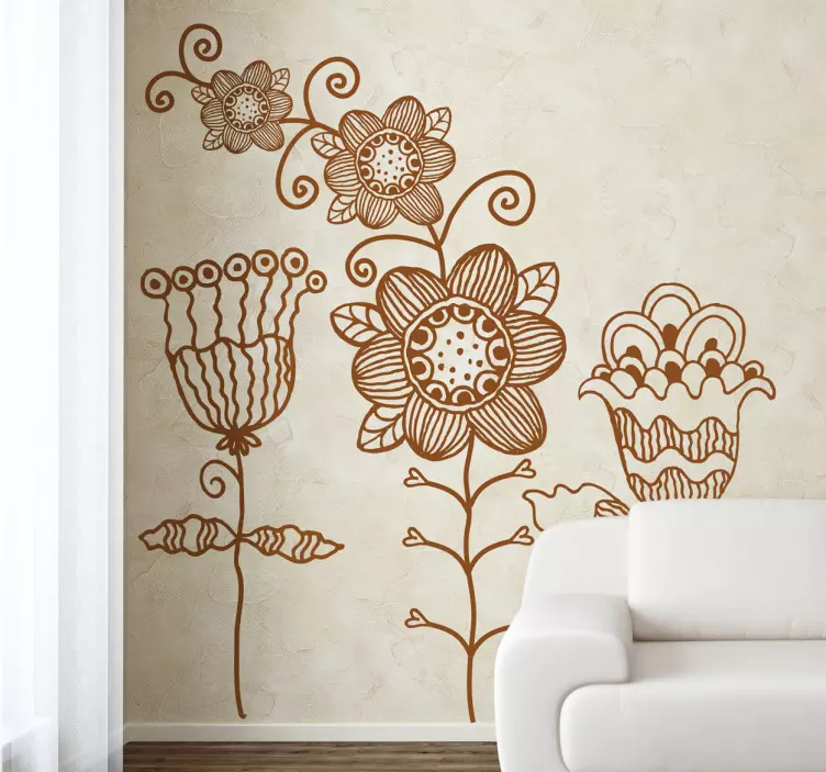 Sketch flower wall sticker - TenStickers