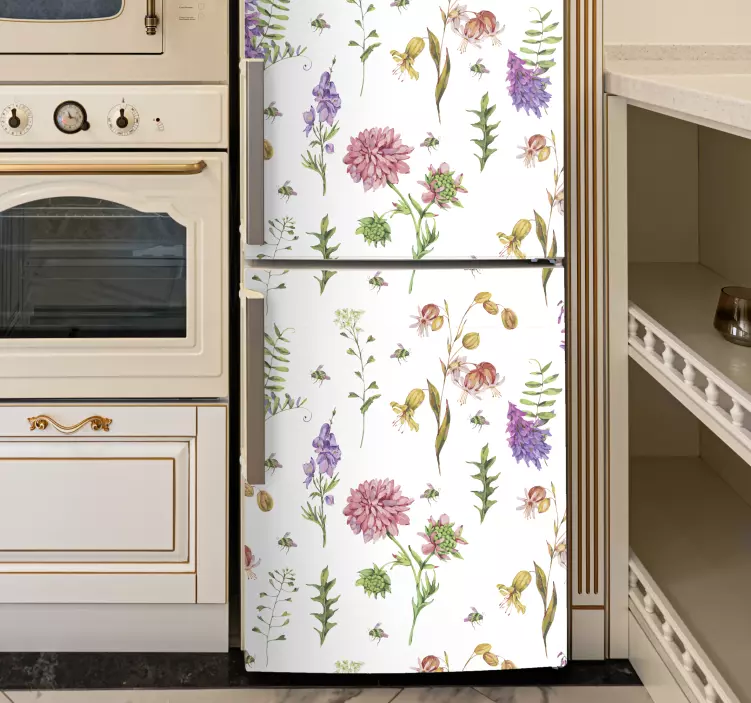 Floral Print Application fridge sticker - TenStickers