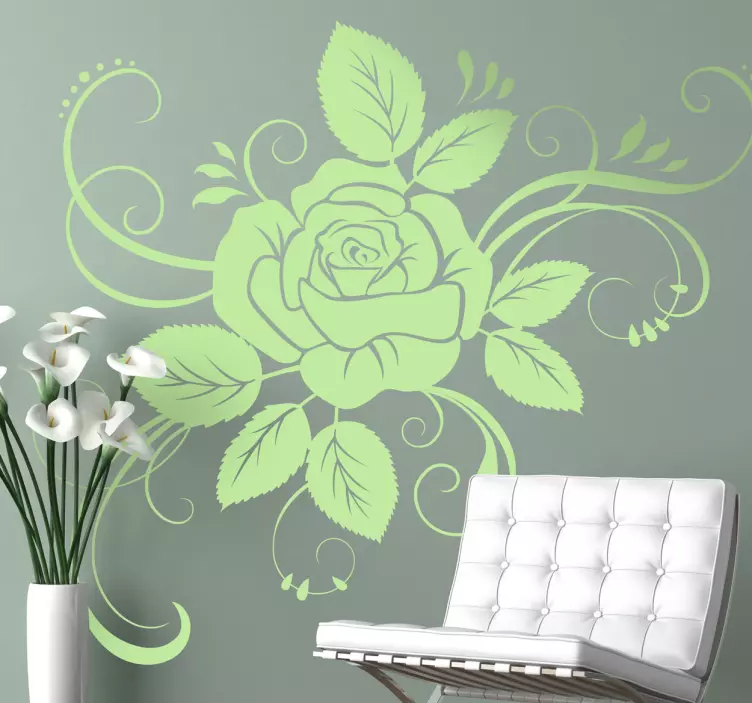 Floral Rose Illustration Decal - TenStickers