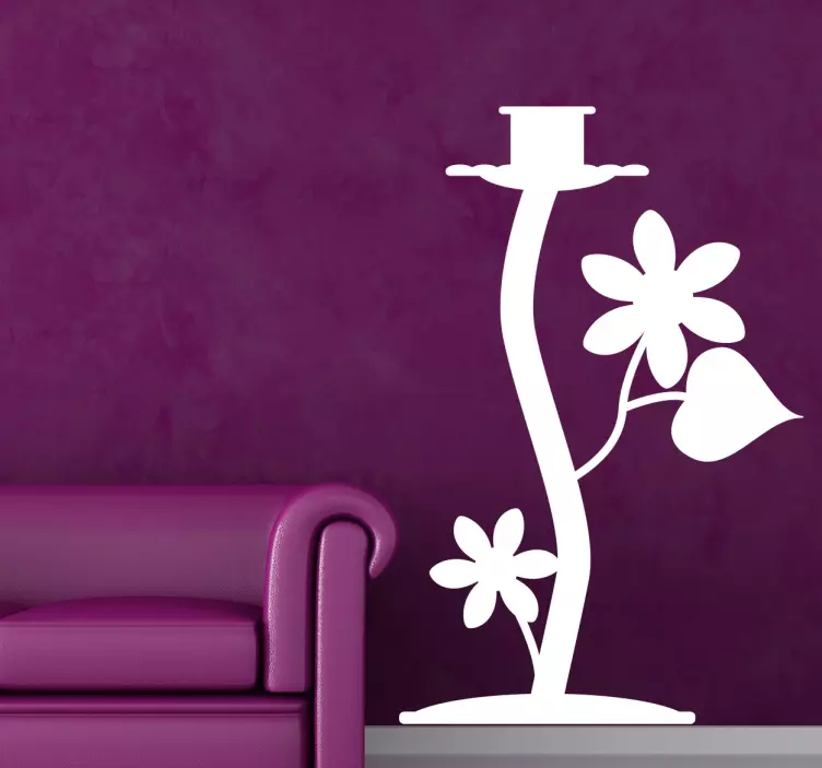 Floral Style Candlestick Wall Sticker - TenStickers