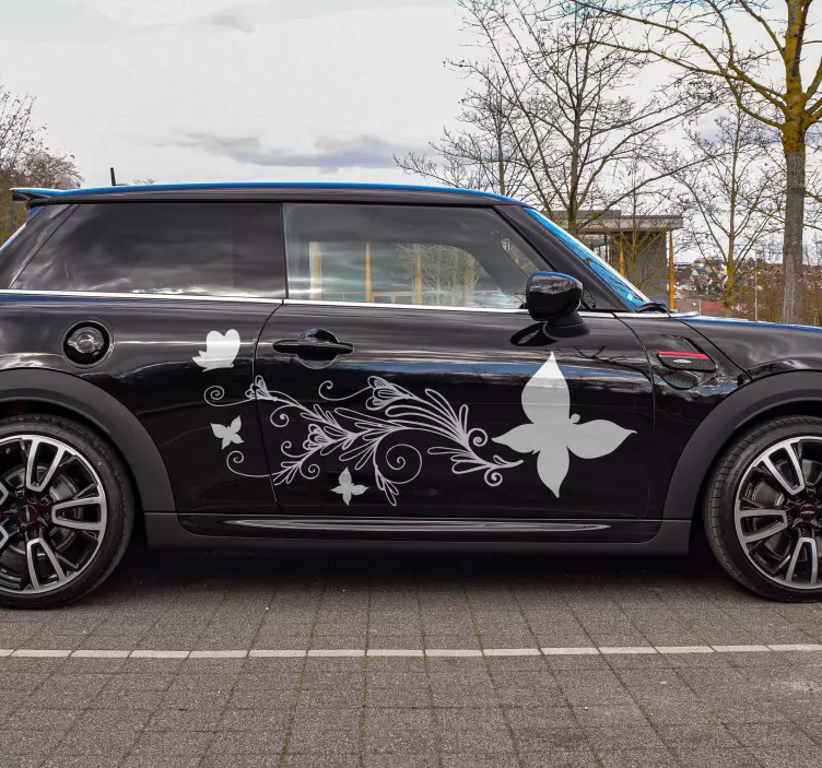 Flower and butterflies car decal - TenStickers