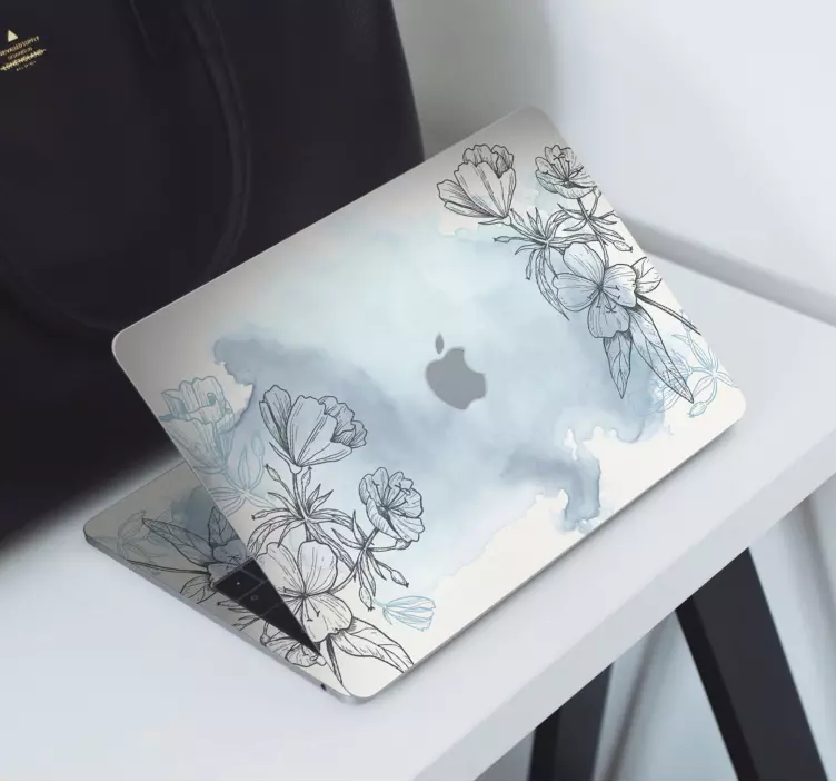 Flower drawing laptop skin sticker - TenStickers
